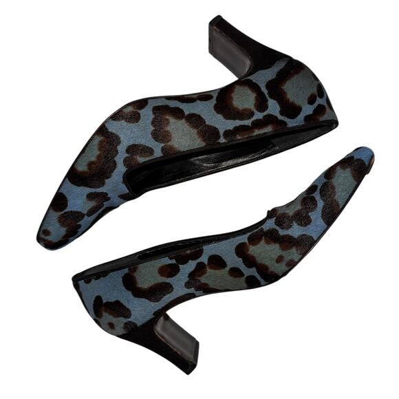 Rare Vintage Fendi Blue Leopard Calf Hair Heels Pumps Size 36 Italy - Picture 10 of 14